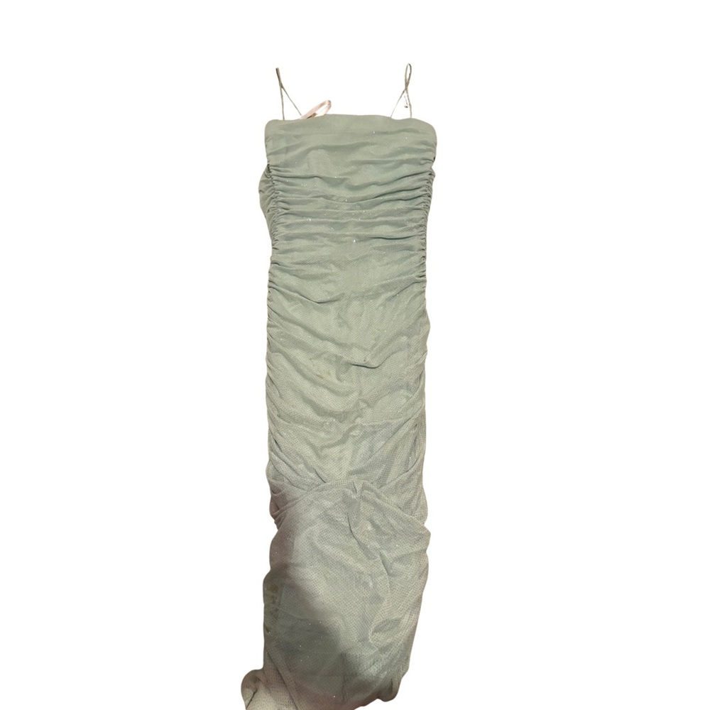 Macy's Light Green Ruched Maxi Dress